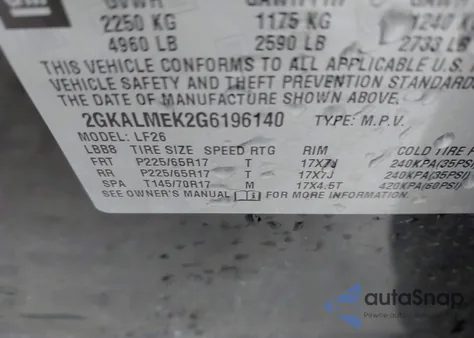 2016 GMC Terrain Sle-1 z USA, uszkodzony, nr VIN 2GKALMEK2G6196140